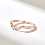 18k Arch Curved Ring | Pave Natural Diamond Ring | Solid Gold Minimalist Contour Band - 图片 6