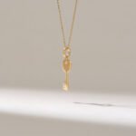 Natural Diamond Key Pendant Necklace | 18k Solid Gold Charm Necklaces for Women - Image 4