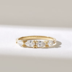 Natural Diamond Four Stone Ring | 0.5ctw Pear Cut Natural Diamond Ring | 14k Solid Gold - 图片 2