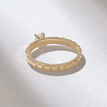 Round Solitaire Ring | 0.24CT Tiny Ring | 18K Solid Gold Square Patterned Ring - Image 7