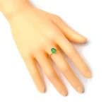 18K Solid Gold Round Shape Natural Emerald Solitaire Ring in Four-Prong - Image 5