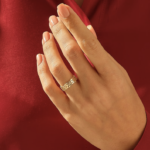 ScatteredSquares Gold Wedding Ring | Wide Geometric Ring Women - 图片 3