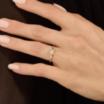 14k Solid Gold Pave Natural Diamond Star Ring: Dainty Celestial Statement Ring for Women - Image 3