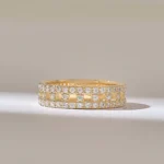14k Open Squares Pave Wedding Band: Iced Out Diamond Full Eternity Matching Band - Image 2