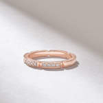 Half Eternity Unique Ring | 0.15CT Thin Ring 18K Solid Gold | Slim Band Ring - Image 6