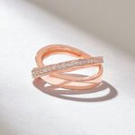 Thick Band X Crossover Ring | Pave Natural Diamond Statement Ring in Solid Gold - Image 5