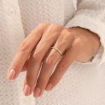 14k Solid Gold Bezel Natural Diamond Pyramid Ring | 1.8MM Slim Stacking Ring for Women