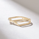 14k Solid Gold D-Shaped Baguette Ring | Geometric Statement Ring for Women - Image 4
