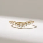18K Solid Gold Royal Curve Ring | Pave Tiny Real Natural Diamond Ring | Chevron Ring - 图片 2
