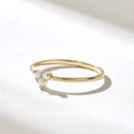 Tiny National Diamond Trefoil Promise Ring, Solid Gold Stacking Band for Women - Image 4