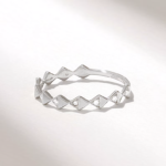 Natural Diamond Wedding Ring: 14k Solid Gold Geometric Band for Women - Image 5