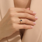 18K Solid Gold Bezel Iolite Solitaire Ring - Image 3