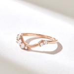 Cluster Natural Diamond Arch Ring |18K Solid Gold Curved Wedding Ring Enhancer For Women - 图片 5
