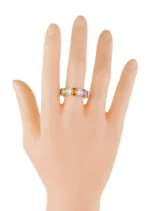 14K Solid Gold Diamond and Multi-Sapphire Eternity Cocktail Ring - 图片 3