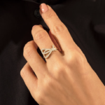 Pave Natural Diamond Bowknot Ring: 14k Solid Gold Ribbon Design for Women - Image 3