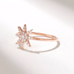 Natural Diamond Star Ring: 14k Solid Gold Celestial Statement Jewelry for Women - 图片 5