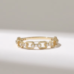 18k Open Link Ring | Solid Gold Chain Ring | Slim Layering Ring Women - Image 2