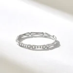 Pave Natural Diamond Bone Ring | 18K Solid Gold Bamboo Ring | Unique Knuckle Ring - 图片 5