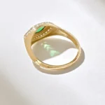 14K Solid Gold Emerald Evil Eye Ring - 图片 7