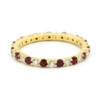18K Solid Gold Ruby and Diamond Eternity Band - 图片 2
