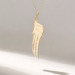 Natural Diamond Angel Wing Pendant Necklace | 18k Solid Gold Dainty Necklace for Women - Image 4
