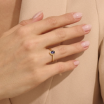 18K Solid Gold Bezel Iolite Solitaire Ring