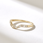 18k Arch Curved Ring | Pave Natural Diamond Ring | Solid Gold Minimalist Contour Band - 图片 4