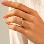 14k Gold Natural Diamond Cluster Wedding Ring: Minimalist Stacking Band for Her - Image 3
