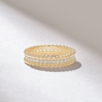 Beaded Pave Wedding Band | 4MM Stackable Ring | Solid Gold Infinity Ball Ring - 图片 5