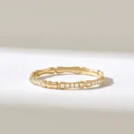 Pave Natural Diamond Bone Ring | 18K Solid Gold Bamboo Ring | Unique Knuckle Ring - 图片 2