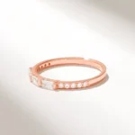Natural Diamond Trio Baguette Band | 18K Solid Gold Three Stone Marriage Ring - 图片 6