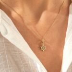 18k Solid Gold Natural Diamond Star Necklace | Northstar Pendant Necklace for Women - 图片 3