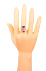 18K Solid Gold Pink Morganite and Diamond Solitaire Cocktail Ring - 图片 5