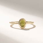 18K Solid Gold Bezel Peridot Solitaire Ring - 图片 2