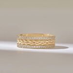 Pave Natural Diamond Wedding Band, 2 Row Pave , 14k Solid Gold Full Eternity Vine Ring - Image 4