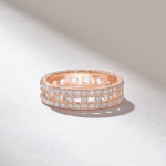 14k Open Squares Pave Wedding Band: Iced Out Diamond Full Eternity Matching Band - Image 4