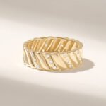 18k Gold Natural Diamond Pave Wedding Band: Thick Women's Alliance Ring - Image 2