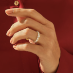Geometric Cluster Natural Diamond Wedding Band | Full Eternity Ring in  18k Solid - 图片 3