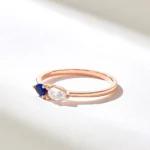 18K Solid Gold Natural Diamond Sapphire Toi et Moi Ring - Image 6