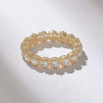 Pave Natural Diamond Eternity Ball Ring | 18K Solid Gold Wedding Band | Stackable Ring - 图片 7