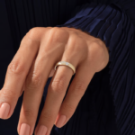 14K Solid Gold Natural Diamond Arrow Wedding Band