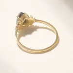 18k Gold Vintage Pear Salt and Pepper Diamond Engagement Ring, Solid Gold Ring - Image 7