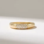 Pave Natural Diamond Dome Ring | 18k Minimalist Wedding Band | Solid Gold Bubble Ring - 图片 2