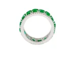18K Solid Gold Emerald and Diamond Eternity Band - Image 3