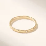 18K Solid Gold Slim Wedding Ring: Real Natural Diamond Delicate Stacking Band - Image 2