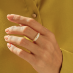 Pave Natural Diamond Slim Dome Ring | Dainty Signet Ring Women | Low Dome Statement Ring - Image 3