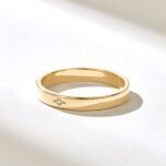 14k Gold Simple Natural Diamond Wedding Band: Minimalist Comfort Fit Ring - Image 4