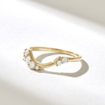 Cluster Natural Diamond Arch Ring |18K Solid Gold Curved Wedding Ring Enhancer For Women - 图片 3