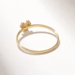 14K Solid Gold Tiny Natural Diamond Trefoil Ring - Image 7