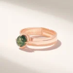 18K Solid Gold Moss Agate Solitaire Ring - Image 5